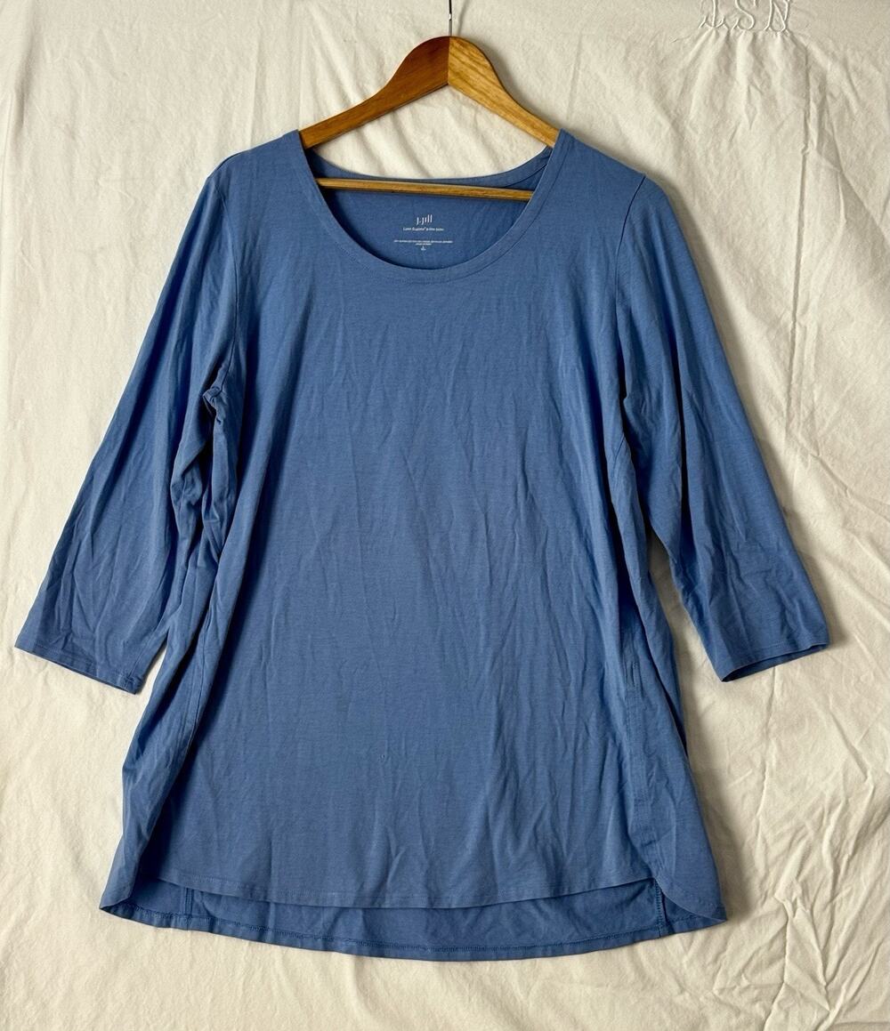 J Jill Womens Tunic Luxe Supima A Line Periwinkle Top L Tall